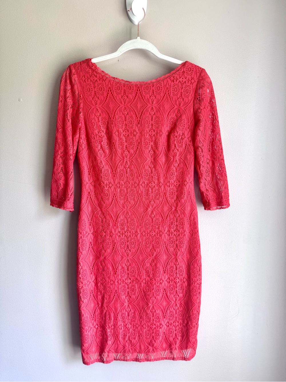 Grace Orange Sheath Dress 3/4 Sleeves Size S M 4 6 8